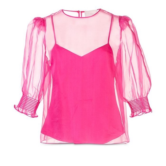 cinq a sept Tops - Cinq A Sept Katerina Sheer Silk Top In Pink Azalea